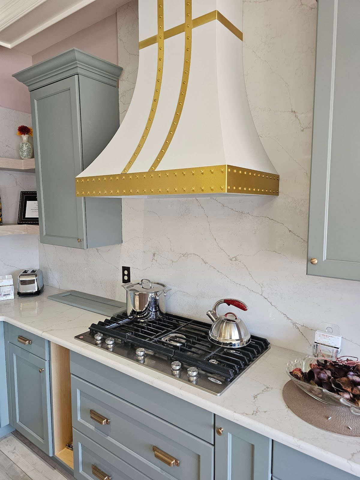 Baby Blue Kitchen with Gold Accents
