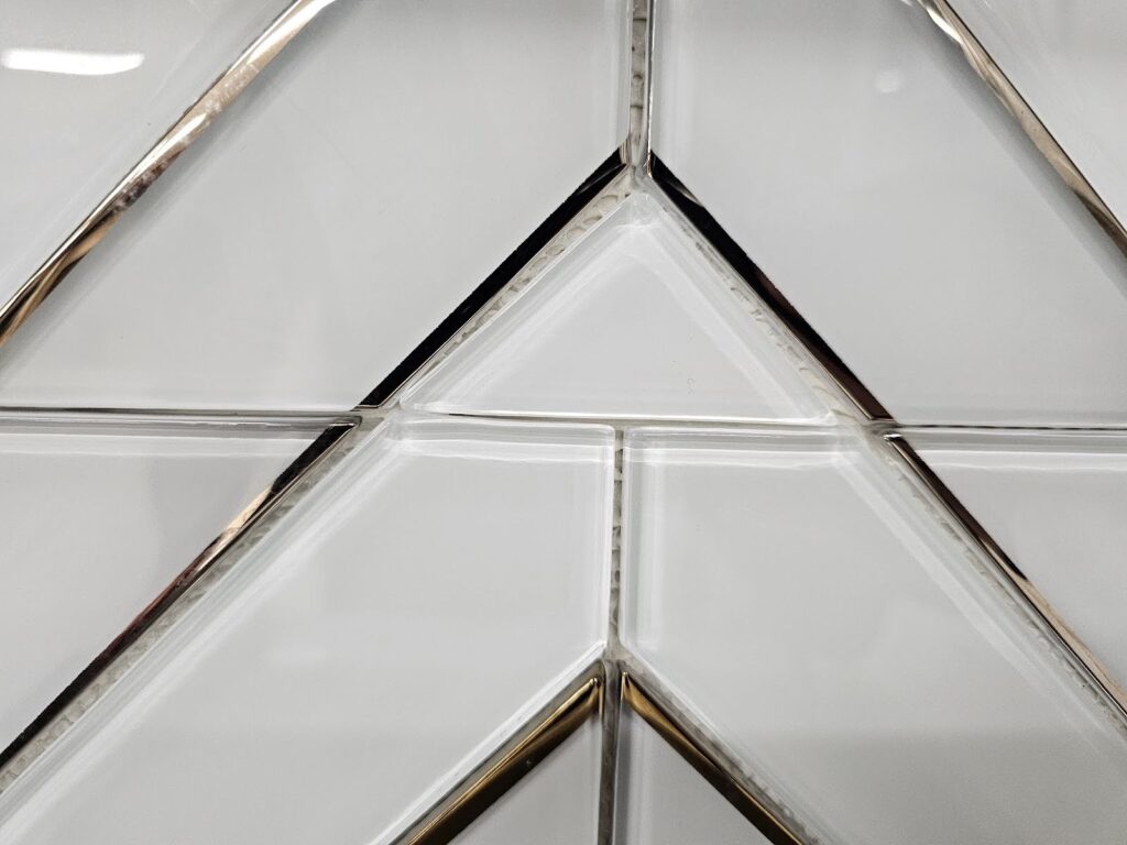 Modern herringbone tile kitchen backsplash design in DC kitchen remodel
