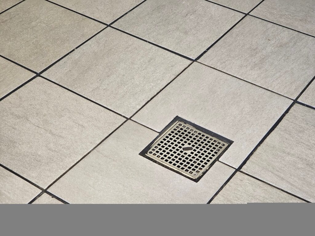 Floor drains installed in ceramic tile bathroom Washington, DC