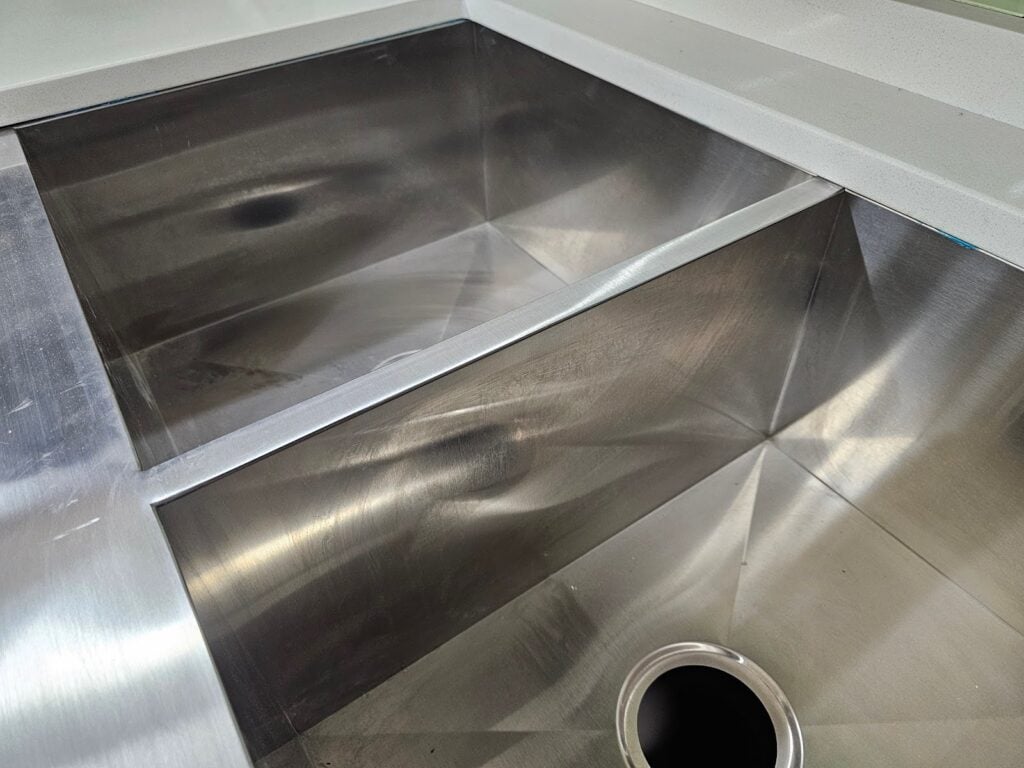 Modern farmhouse double basin kitchen sink in Washington, DC kitchen remodel