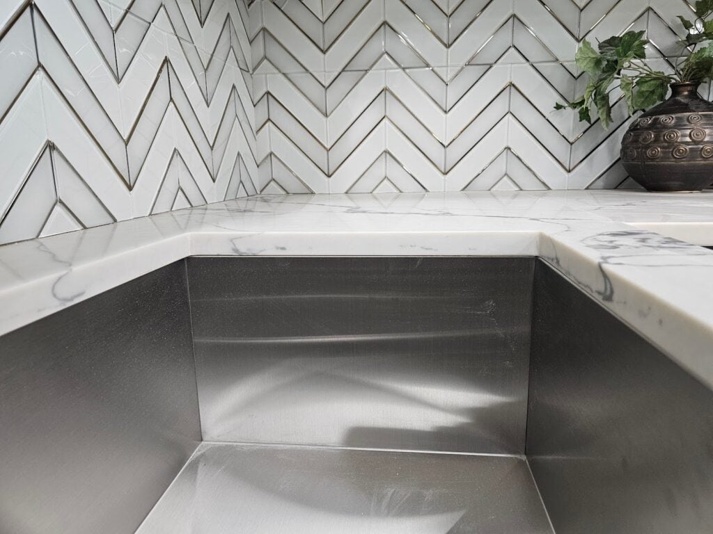 Stylish double basin kitchen sink with apron front in a DC home