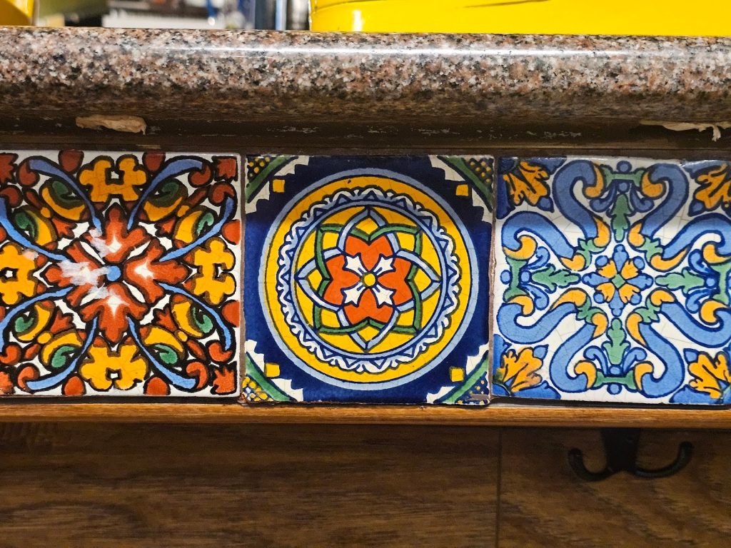 Decorative square tiles with patterns in DC interiors
