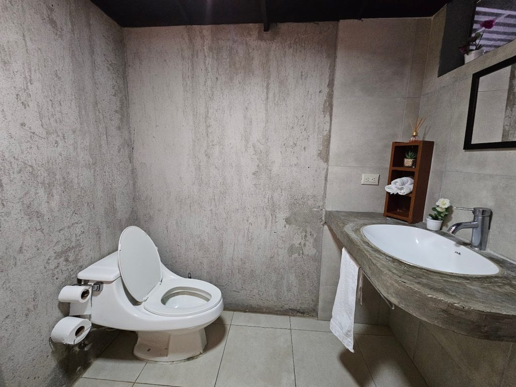 Close-up of textured Cement Finished Bathroom Walls