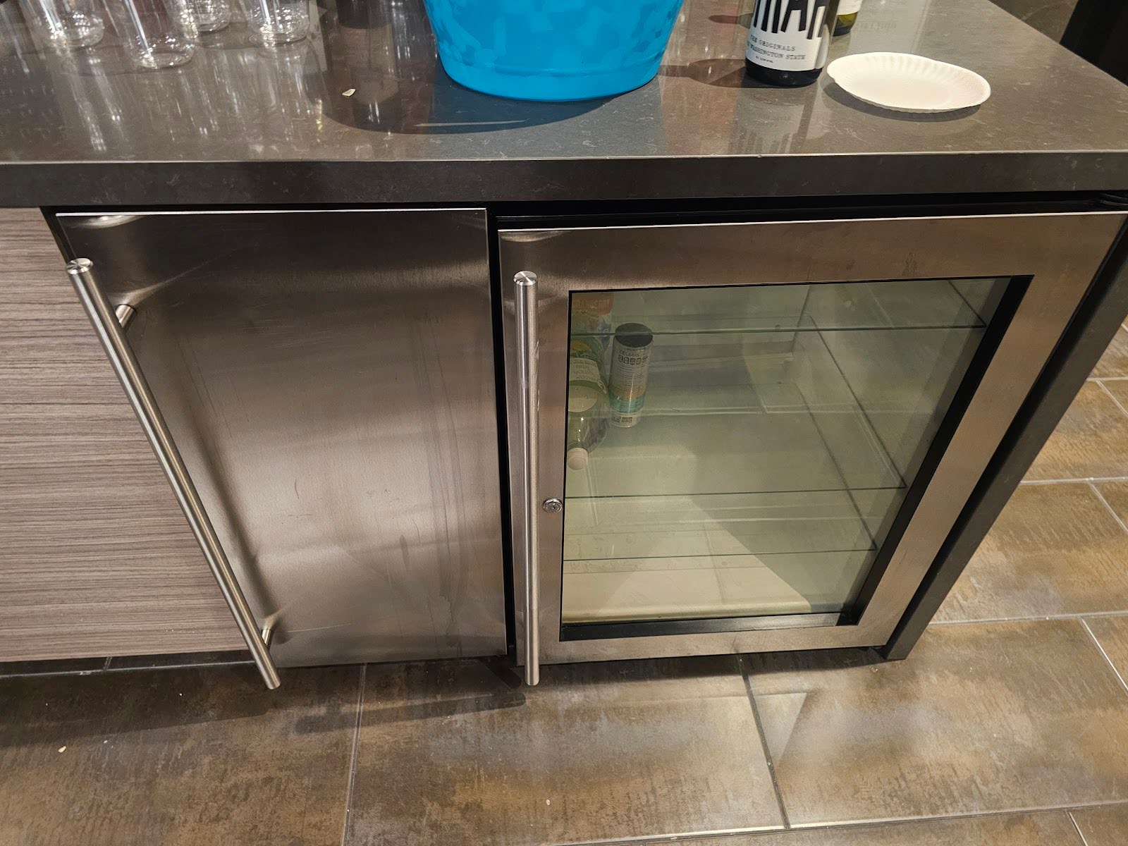 Countertop refrigerators seamlessly integrated under kitchen counters