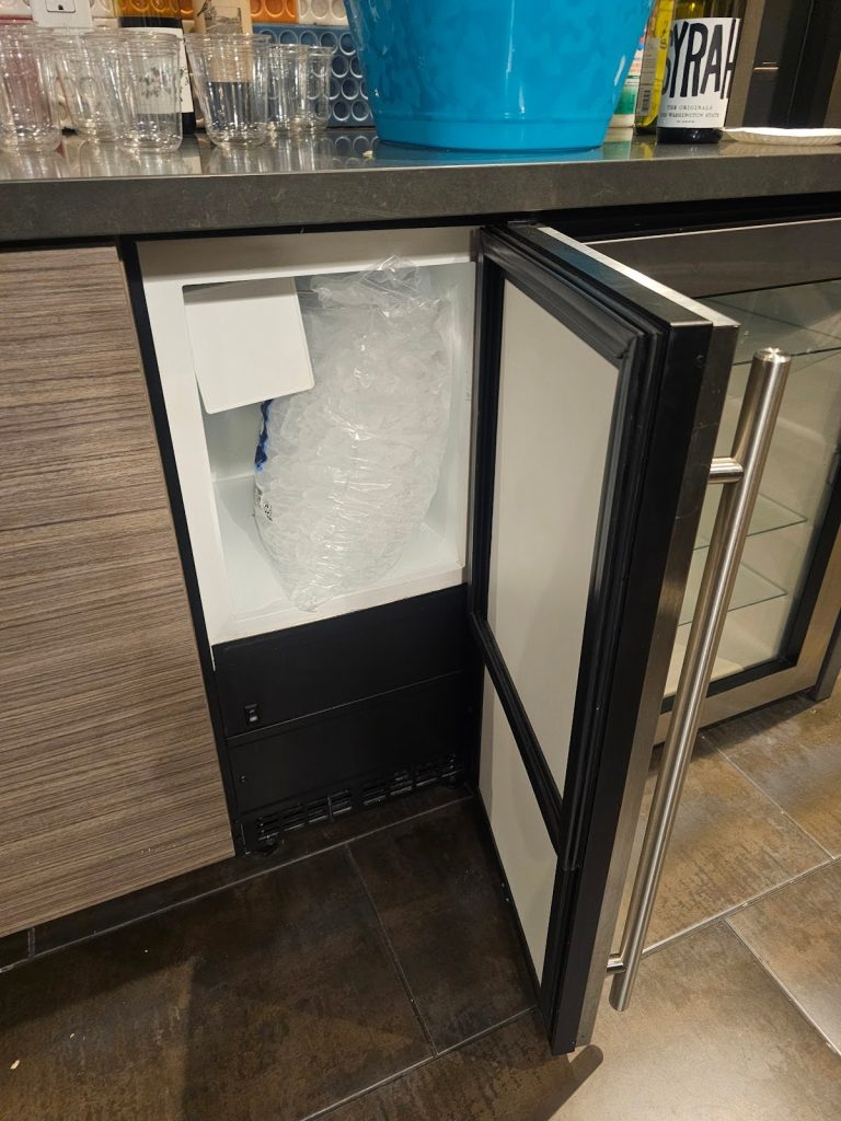 Under-countertop refrigerator design showcasing efficient kitchen layout