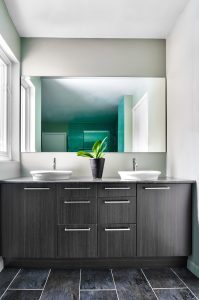 Prefabricated bathroom Vanity installed in a Montgomery County bathroom remodel project