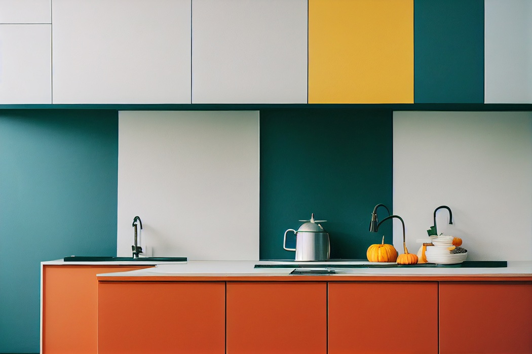 Timeless kitchen color combination with modern cabinets and natural finishes