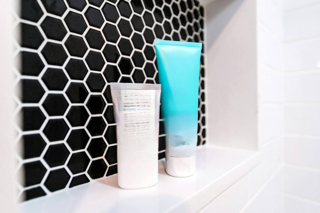 Stylish rain shower setup with water pressure and temperature controls