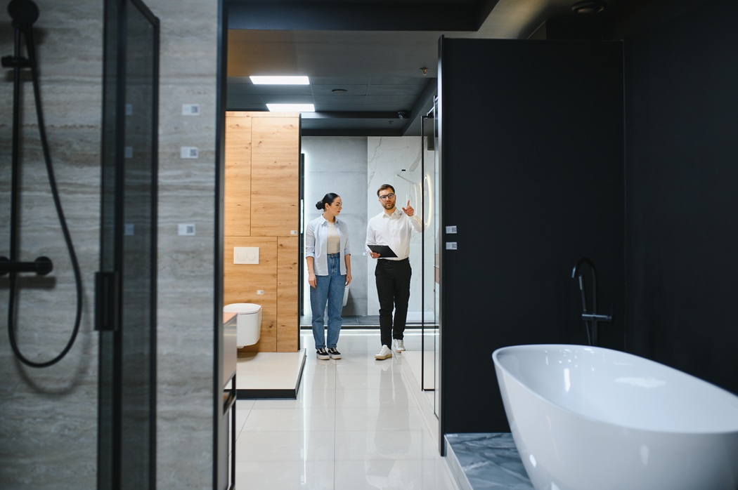 Newly remodeled bathroom with modern vanity, updated tile, and stylish fixtures in Washington DC