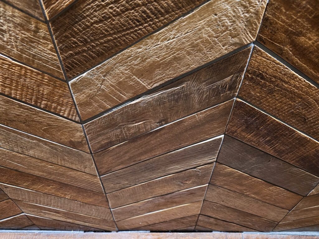 Modern Herringbone Wood-like Tile Floor Installation