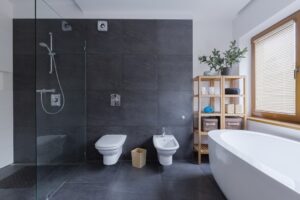 Luxury bathroom remodeling with upgraded lighting, vanity, and tile finishes for a Washington DC area home