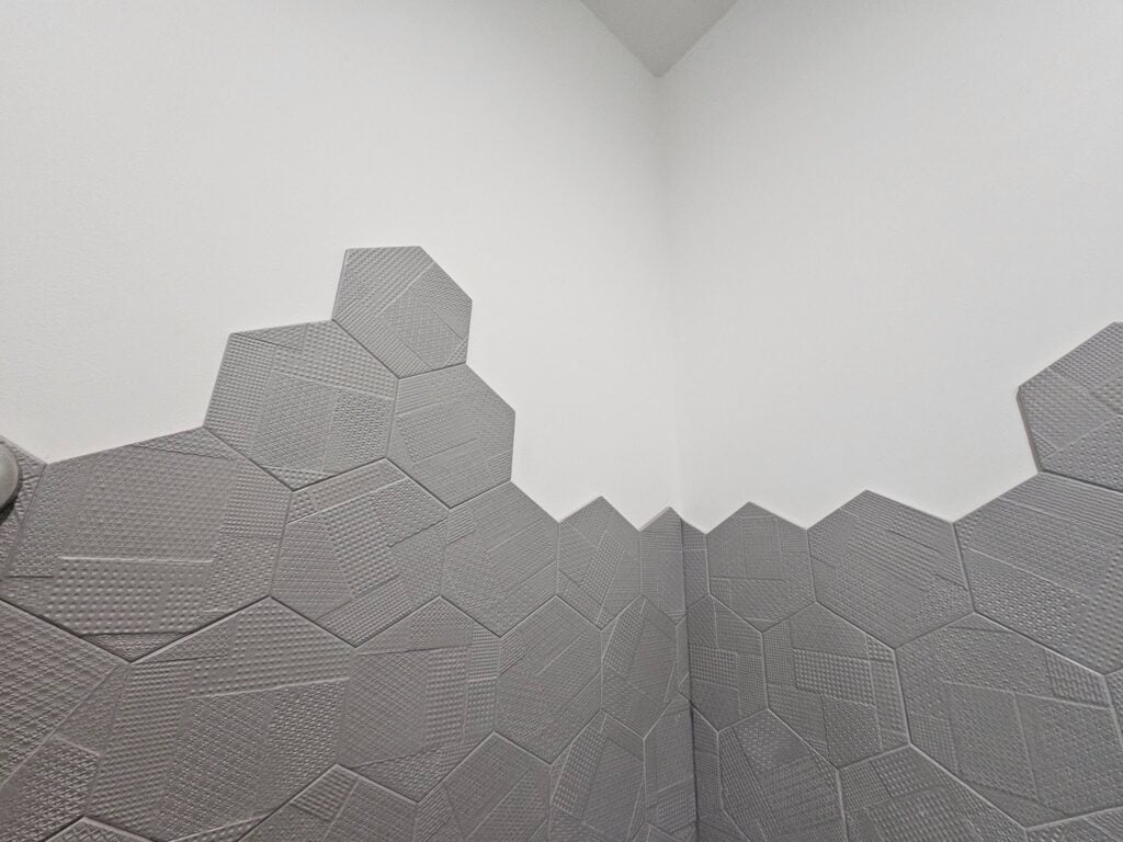 Stylish hex wall tile backsplash with modern geometric pattern