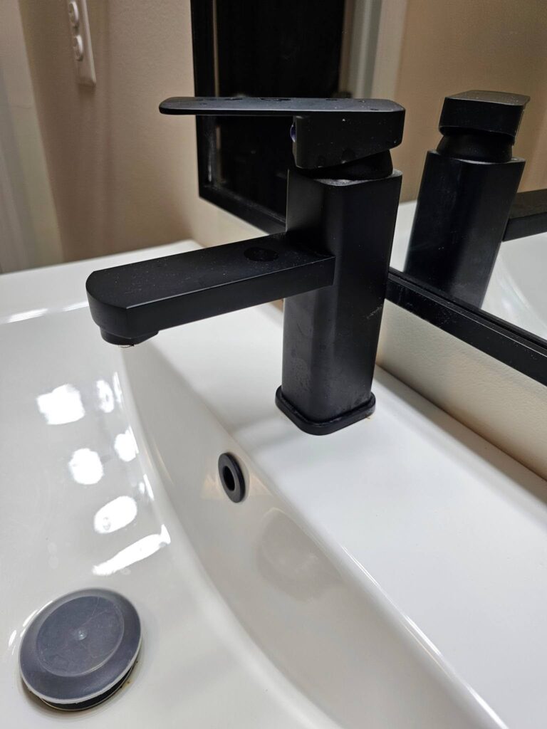 there is a black matte finished faucet