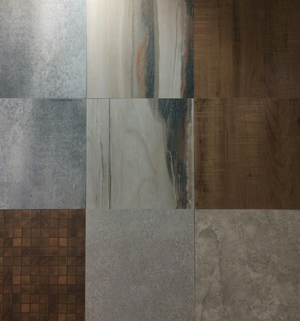 Close-up of large format porcelain floor tiles with precision grout lines in Washington, DC