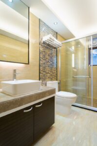 Custom bathroom renovation with tailored fixtures and finishes in the Washington DC area