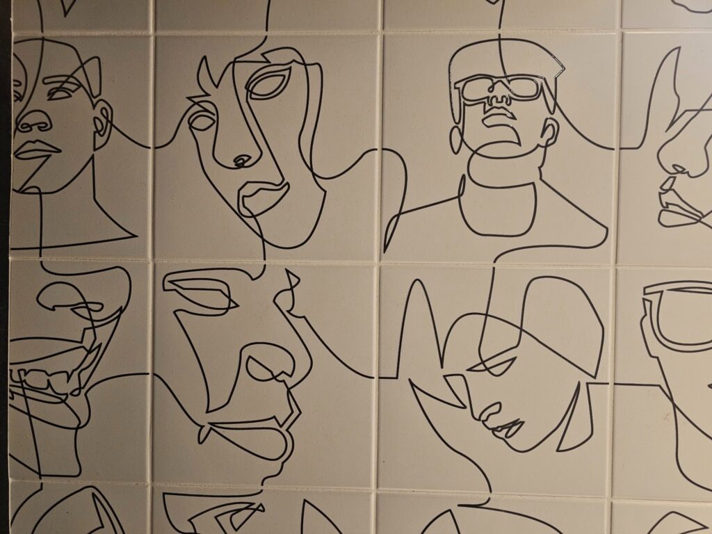 Porcelain Wall Tile with Single-Line Art 