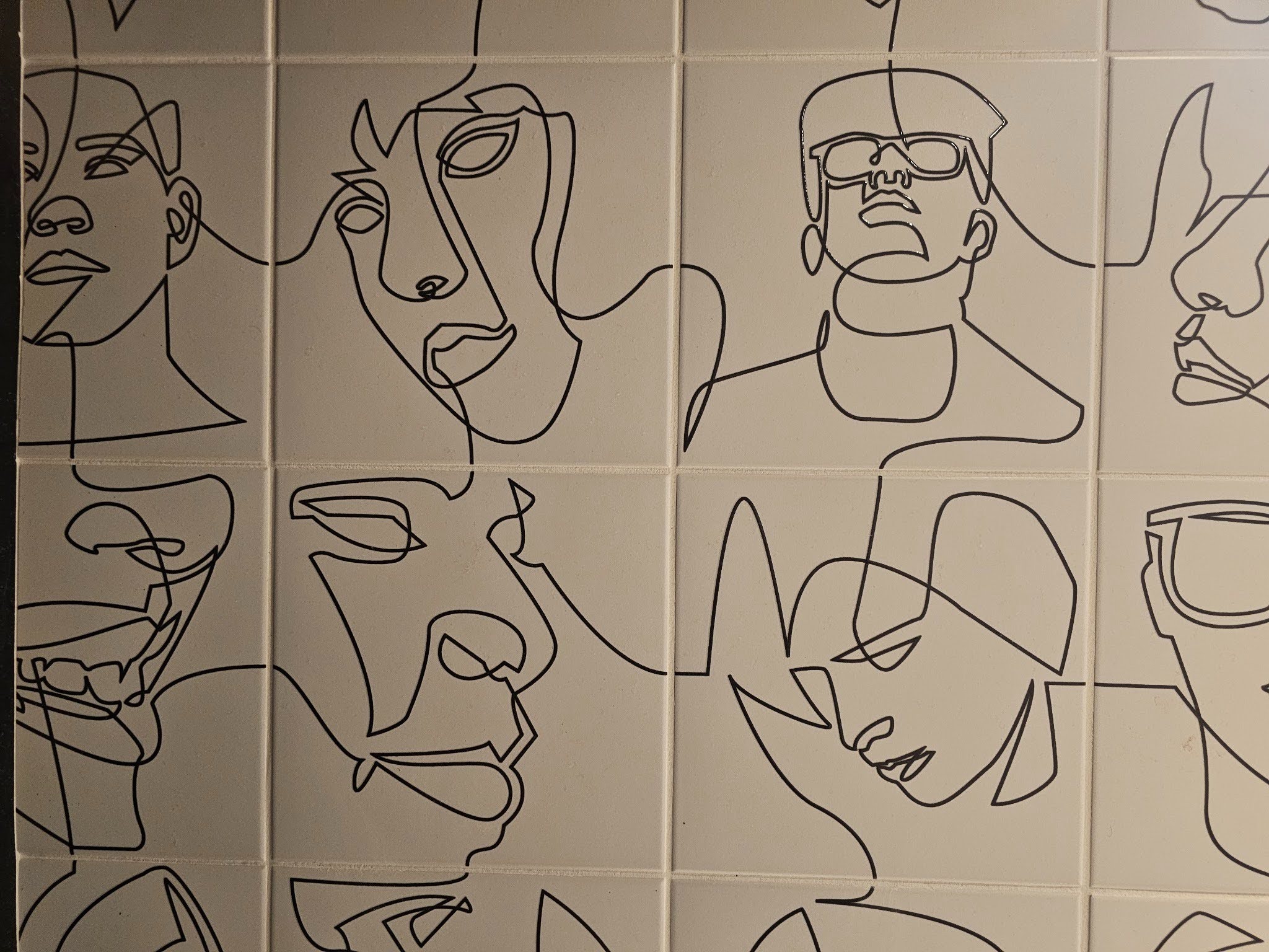 Porcelain Wall Tile with Single-Line Art