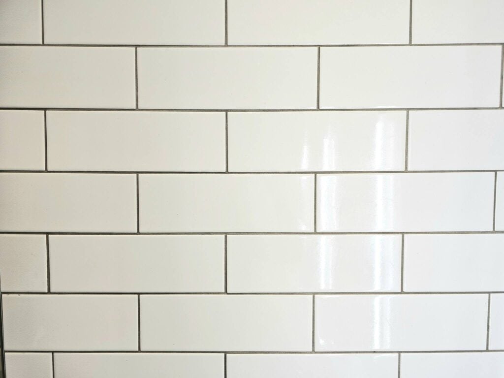 White subway tile walls in a modern bathroom